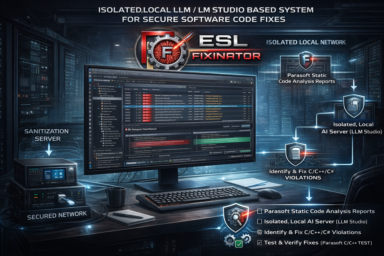 ESL Fixinator — isolated local LLM system for secure software code fixes